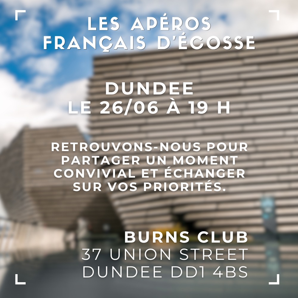 Apéro citoyen à Dundee le 26 juin 2026 — une belle communauté bien vivante